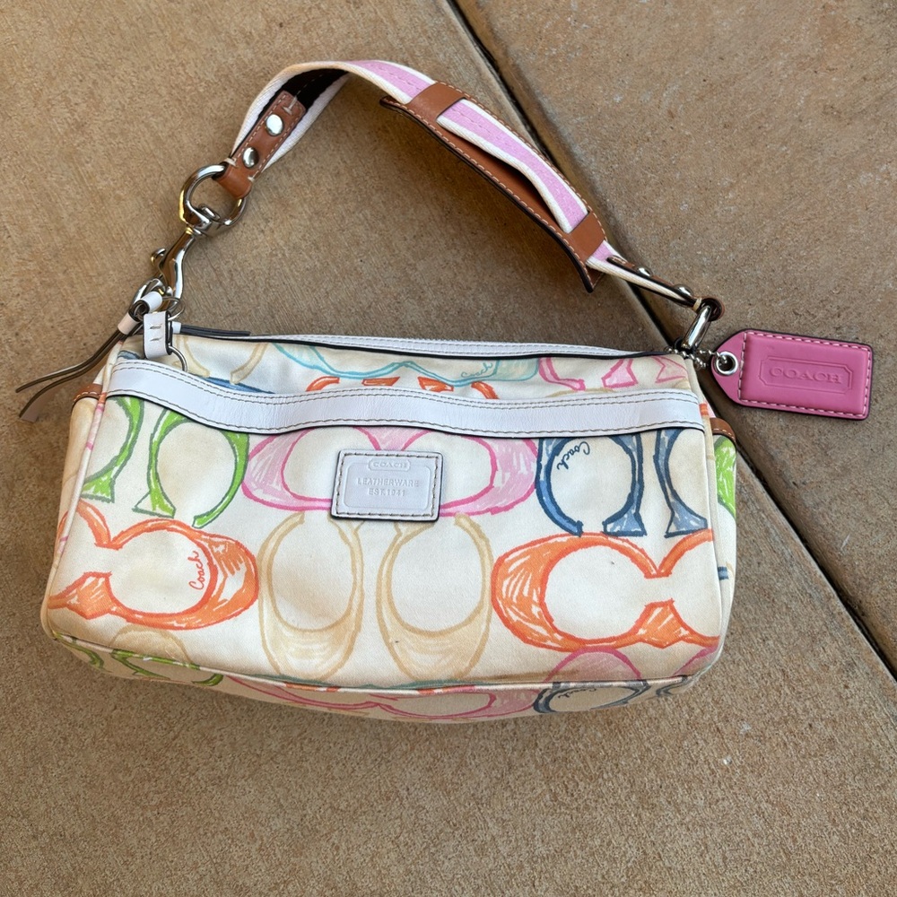 Coach Multicolor Scribble Signature Canvas Shoulder Bag